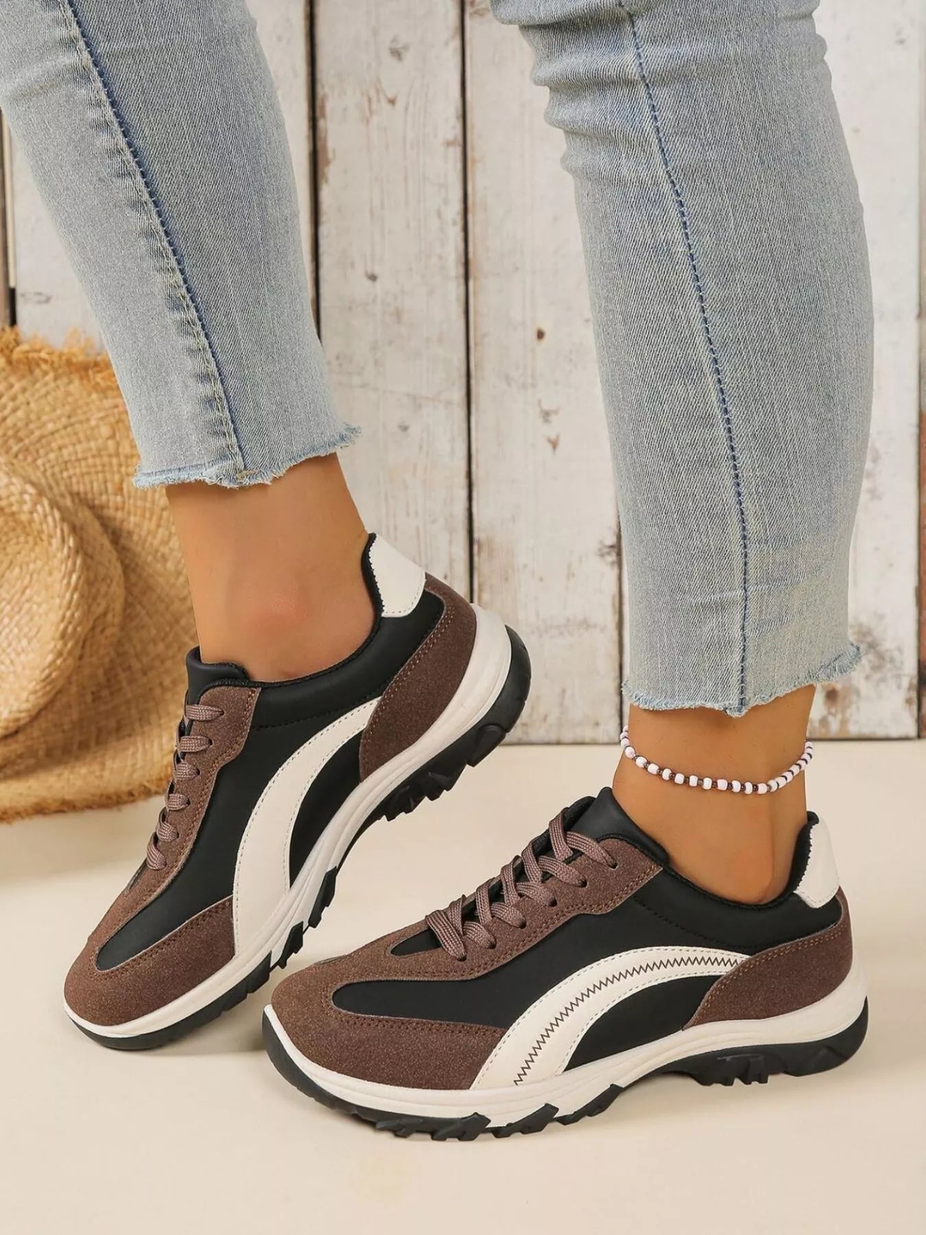 Contrast Lace Up Athletic - PBNJ FASHIONS
