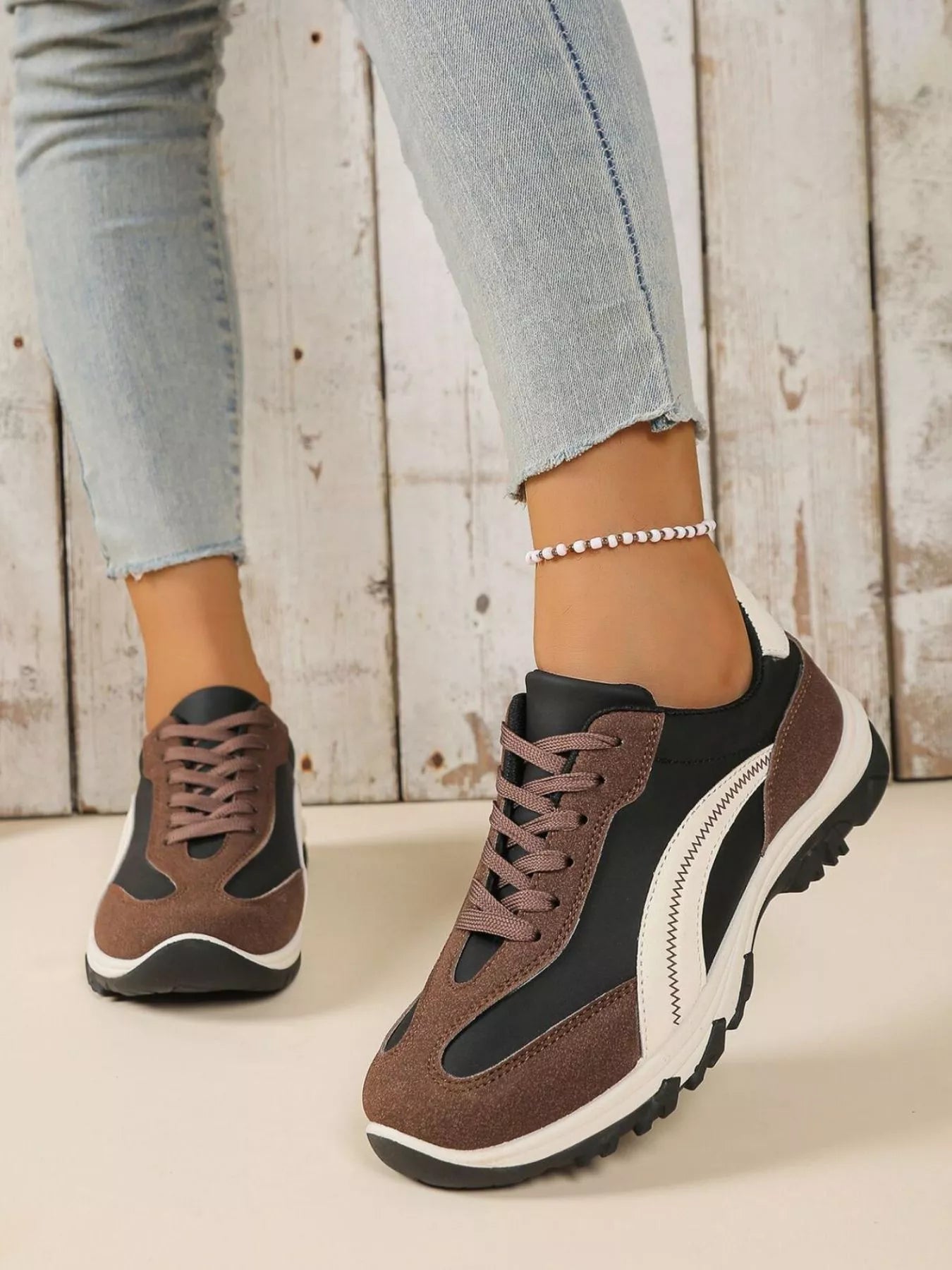 Contrast Lace Up Athletic - PBNJ FASHIONS