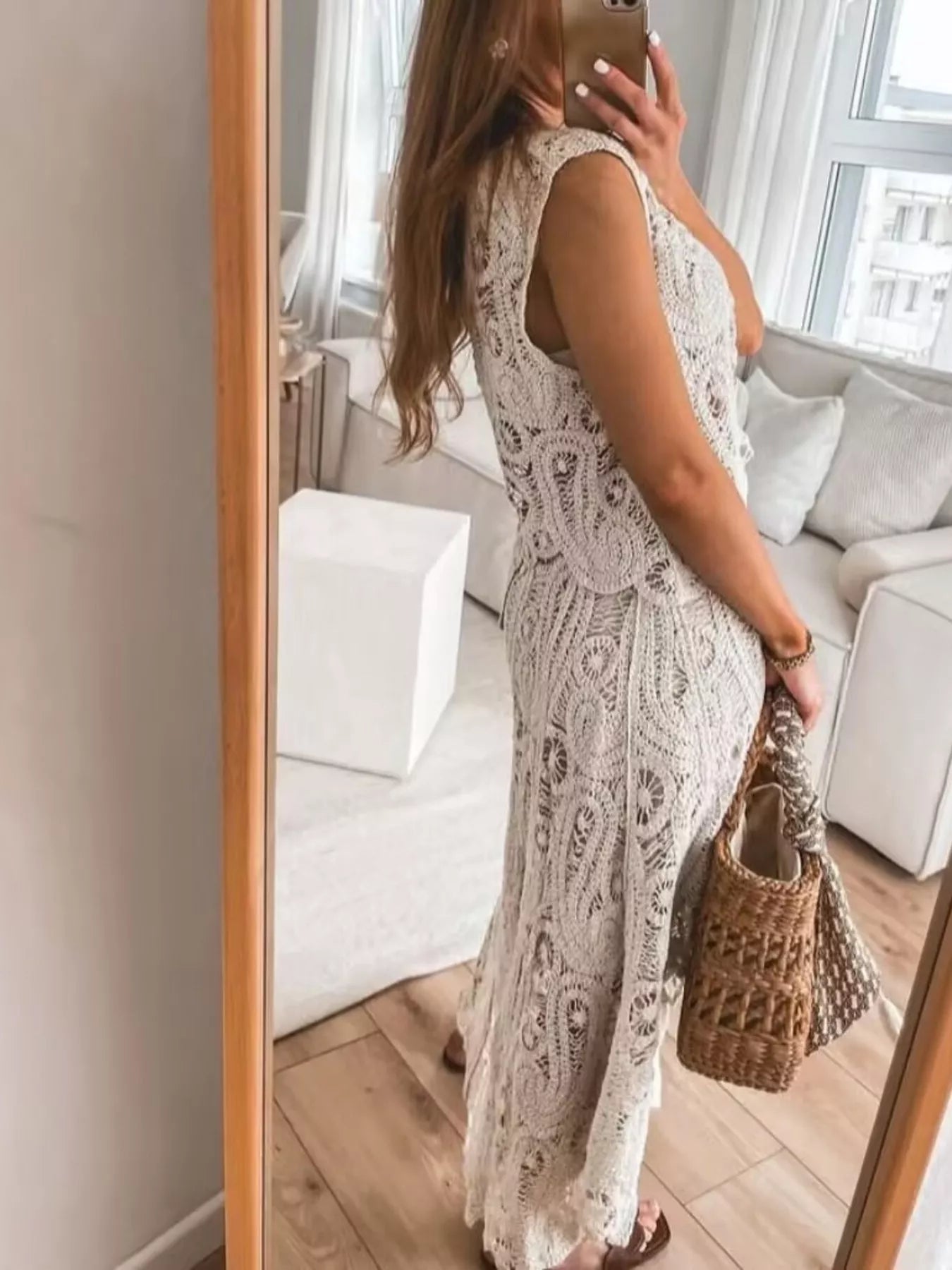 Crochet Sleeveless Tank and Skirt Set - PBNJ FASHIONS