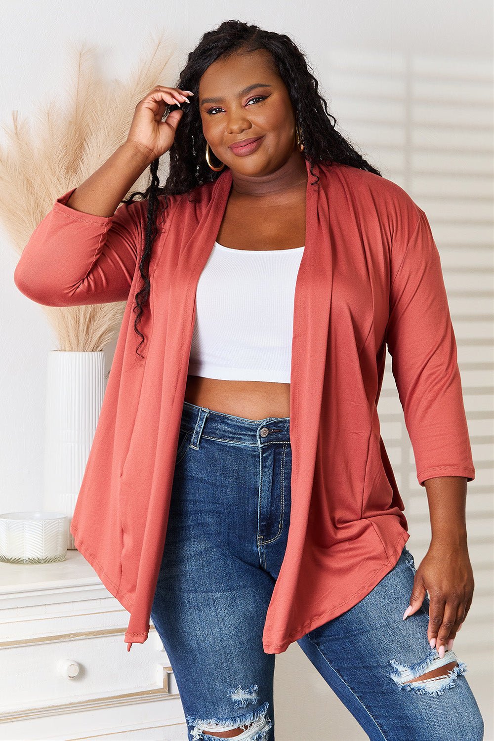Culture Code Full Size Open Front Cardigan - PBNJ FASHIONS