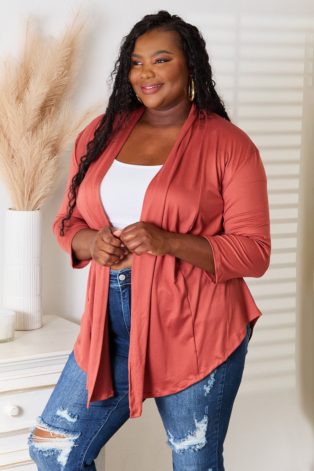 Culture Code Full Size Open Front Cardigan - PBNJ FASHIONS