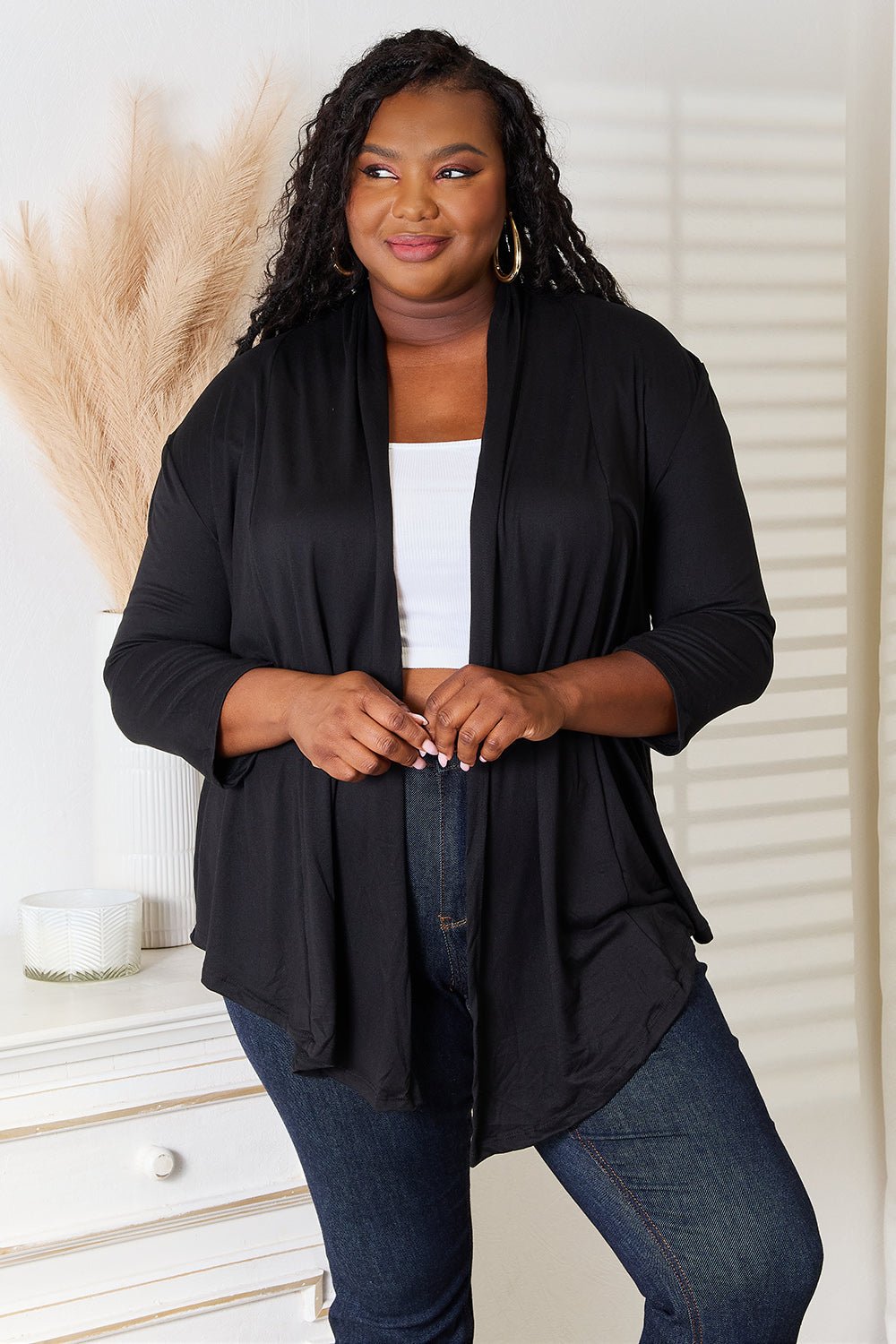 Culture Code Full Size Open Front Cardigan - PBNJ FASHIONS