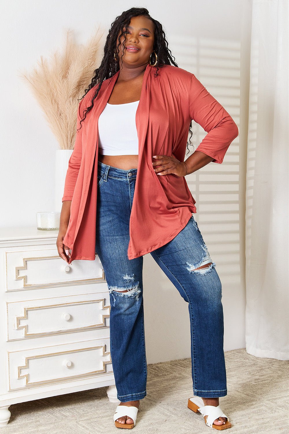 Culture Code Full Size Open Front Cardigan - PBNJ FASHIONS