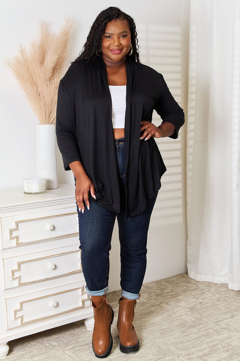 Culture Code Full Size Open Front Cardigan - PBNJ FASHIONS