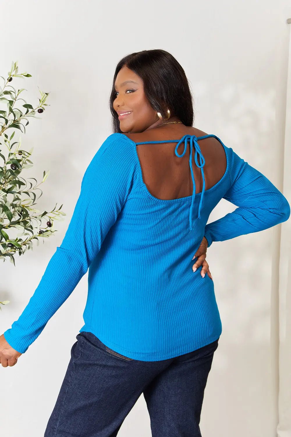 Culture Code Full Size Ribbed Sweetheart Neck Knit Top - PBNJ FASHIONS