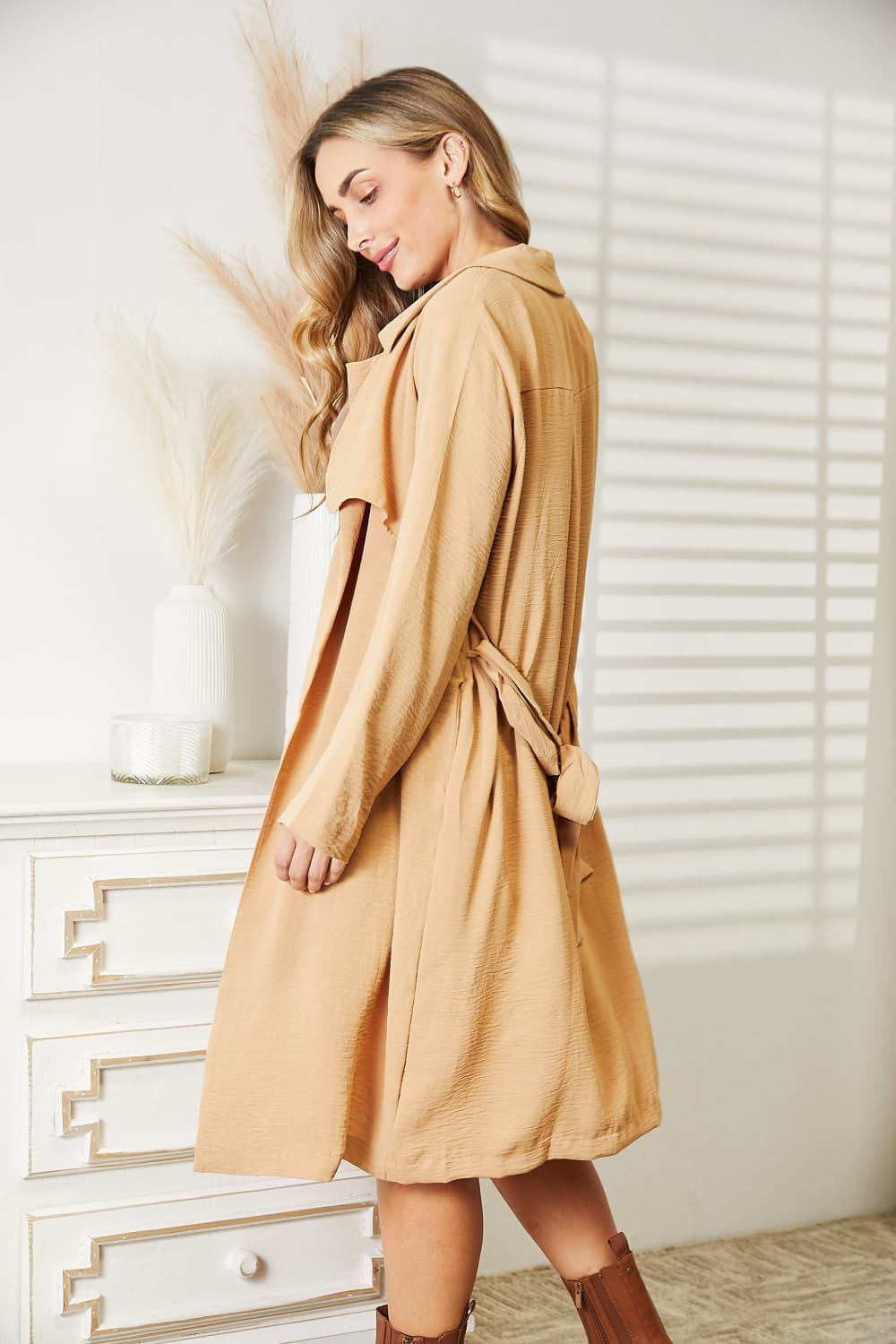 Culture Code Full Size Tied Trench Coat with Pockets - PBNJ FASHIONS