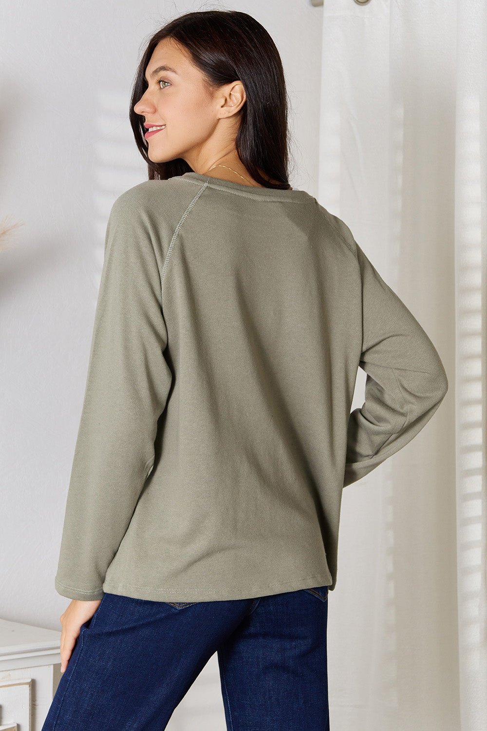 Culture Code Full Size V - Neck Long Sleeve T-Shirt - PBNJ FASHIONS