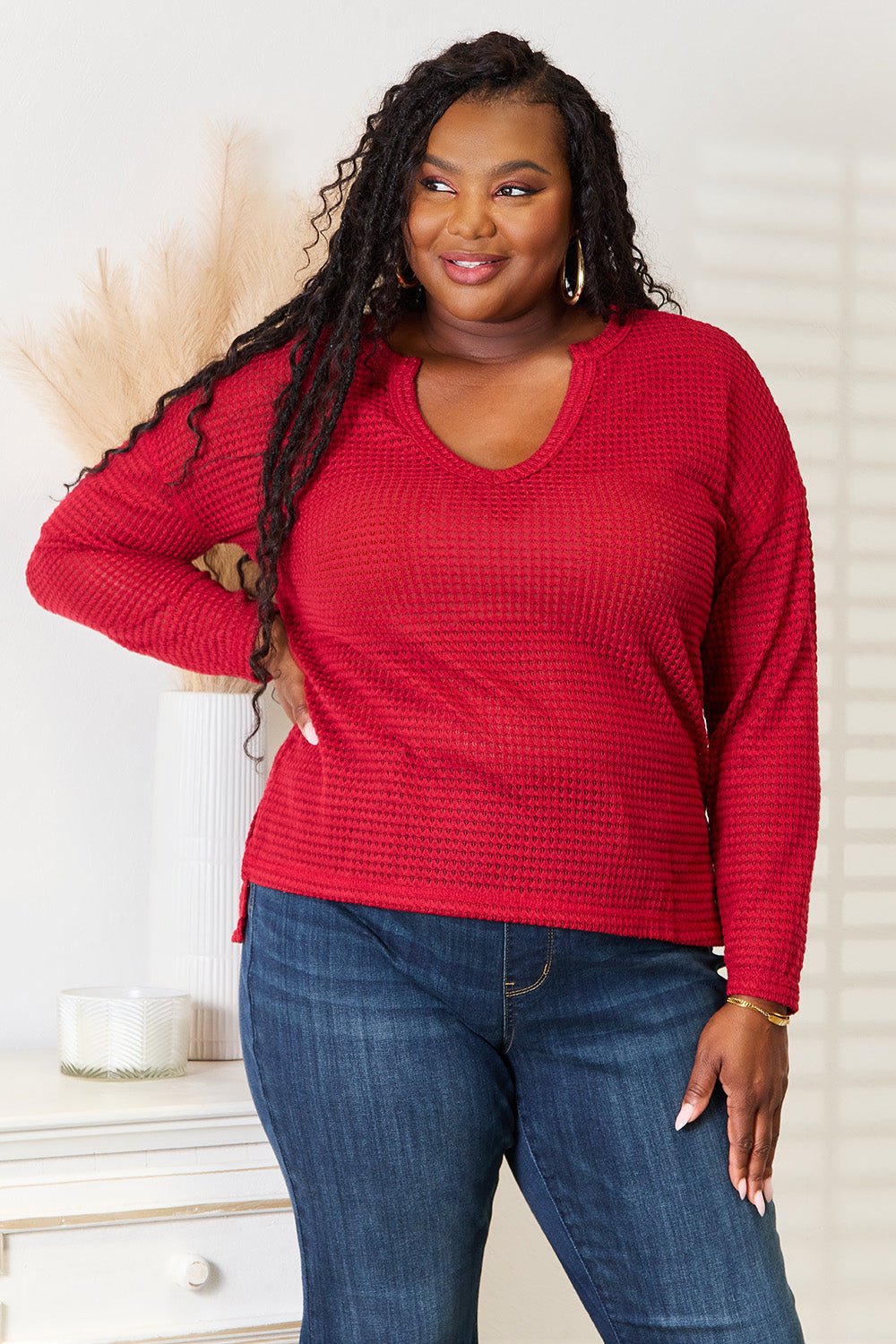 Culture Code Full Size Wide Notch Relax Top - PBNJ FASHIONS