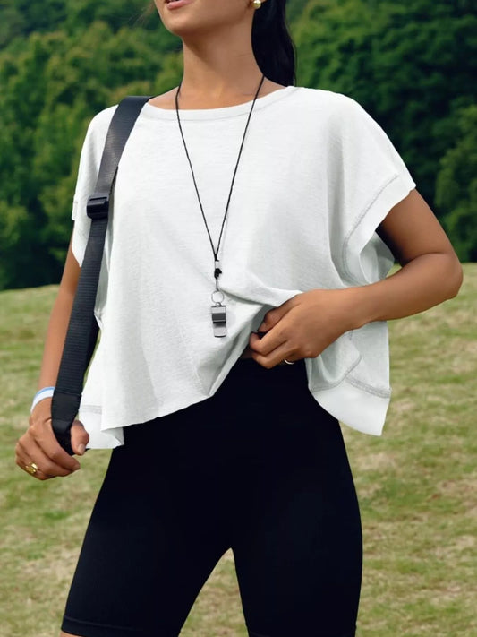 Cutout Back Short Sleeve T-Shirt - PBNJ FASHIONS
