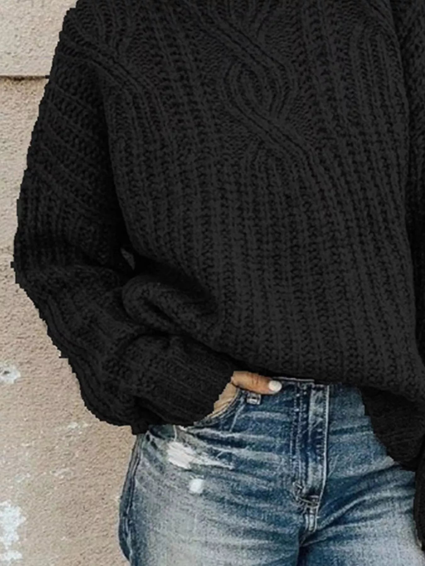 Full Size Turtleneck Long Sleeve Sweater Plus Size - PBNJ FASHIONS