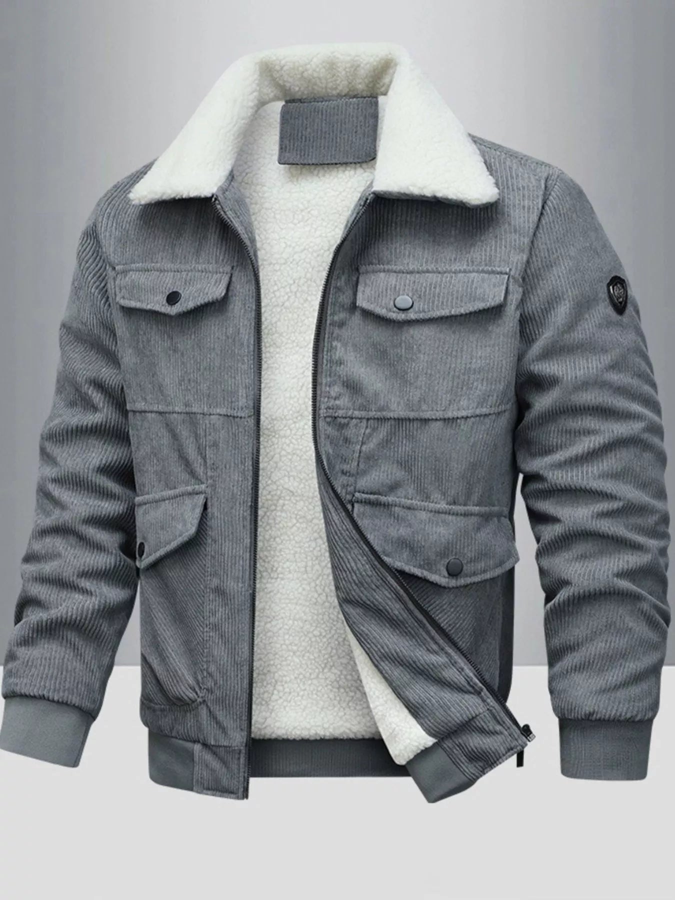 Men's Full Size Corduroy Sherpa Lined Winter Jacket Plus Size - PBNJ FASHIONS