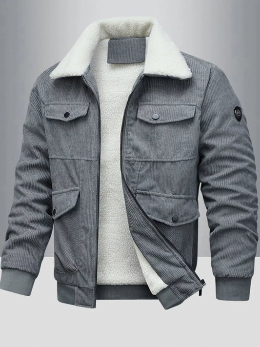 Men's Full Size Corduroy Sherpa Lined Winter Jacket Plus Size - PBNJ FASHIONS