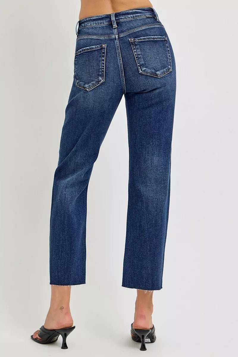 RISEN High Rise Slim Barrel Jeans - PBNJ FASHIONS