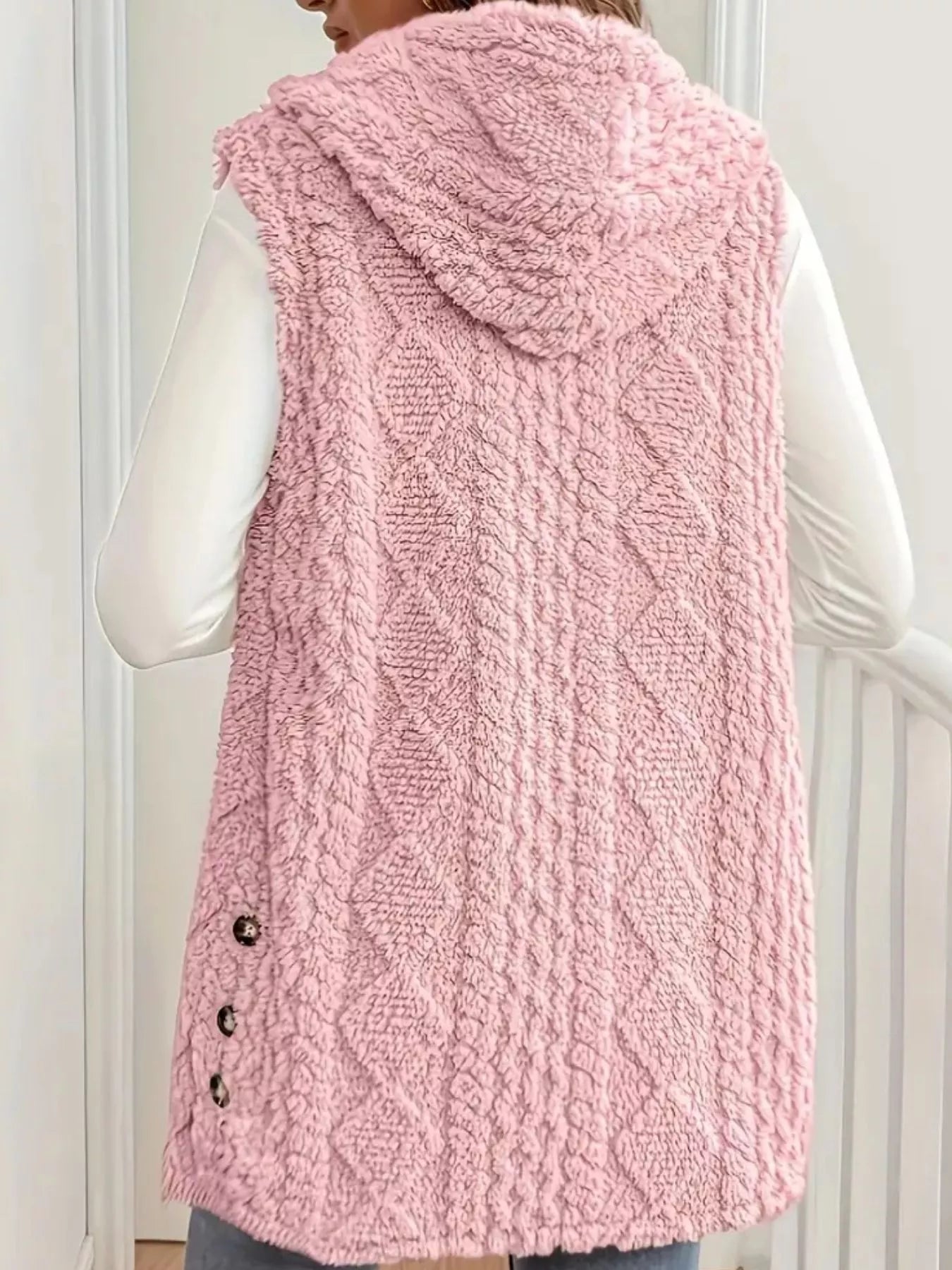 Hooded Button - Up Sherpa Vest Coat - PBNJ FASHIONS