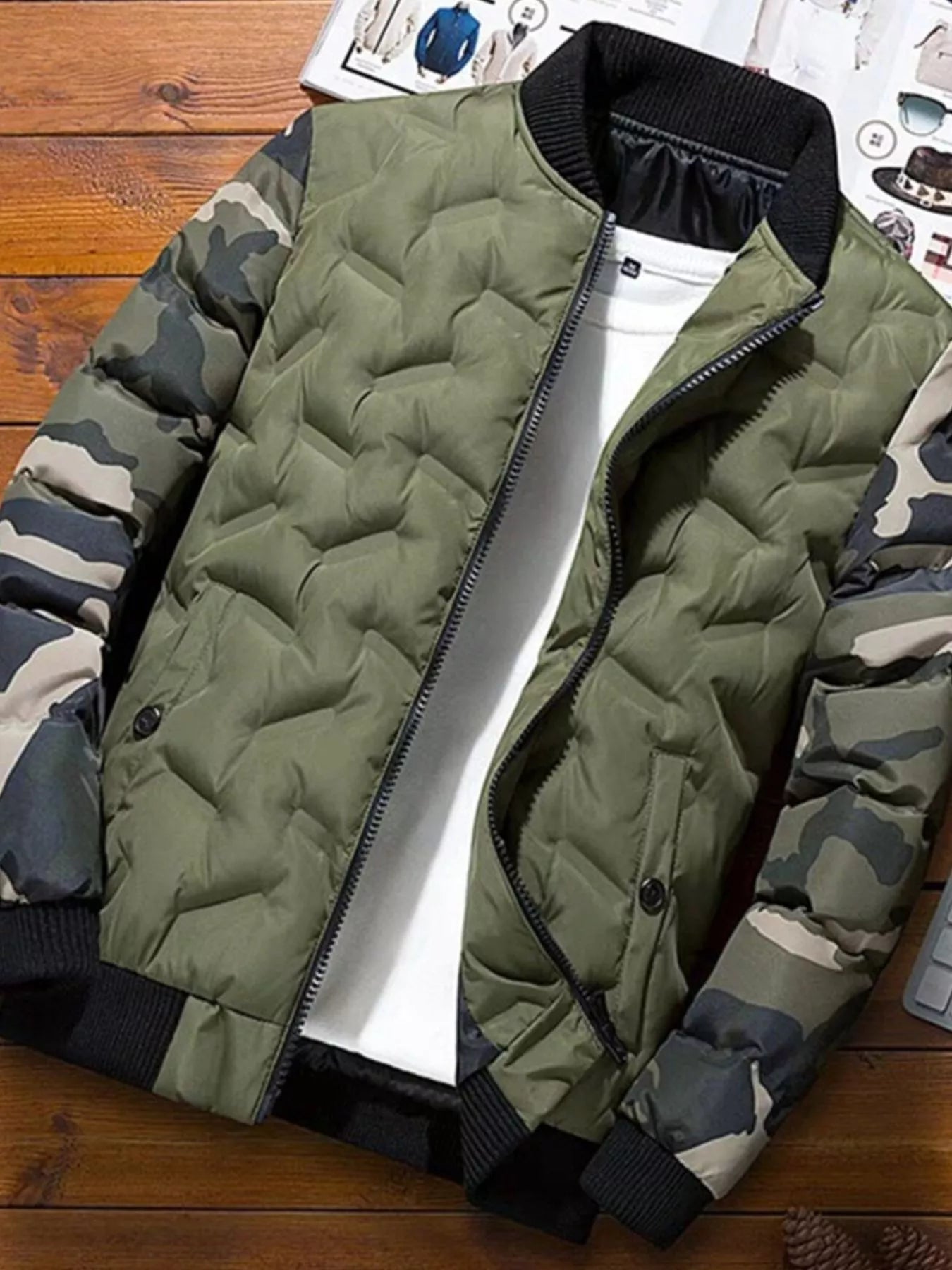 Men's Full Size Camouflage Padded Bomber Jacket Plus Size - PBNJ FASHIONS