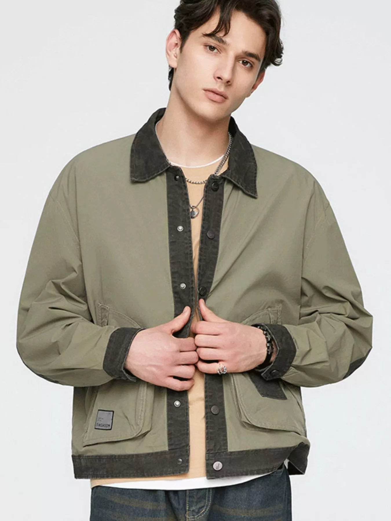 Men's Plus Size Snap Down Long Sleeve Jacket - PBNJ FASHIONS
