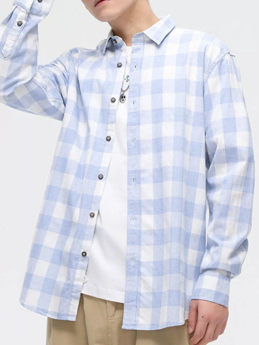 Men's Full Size Casual Plaid Button Up Shirt Plus Size - PBNJ FASHIONS