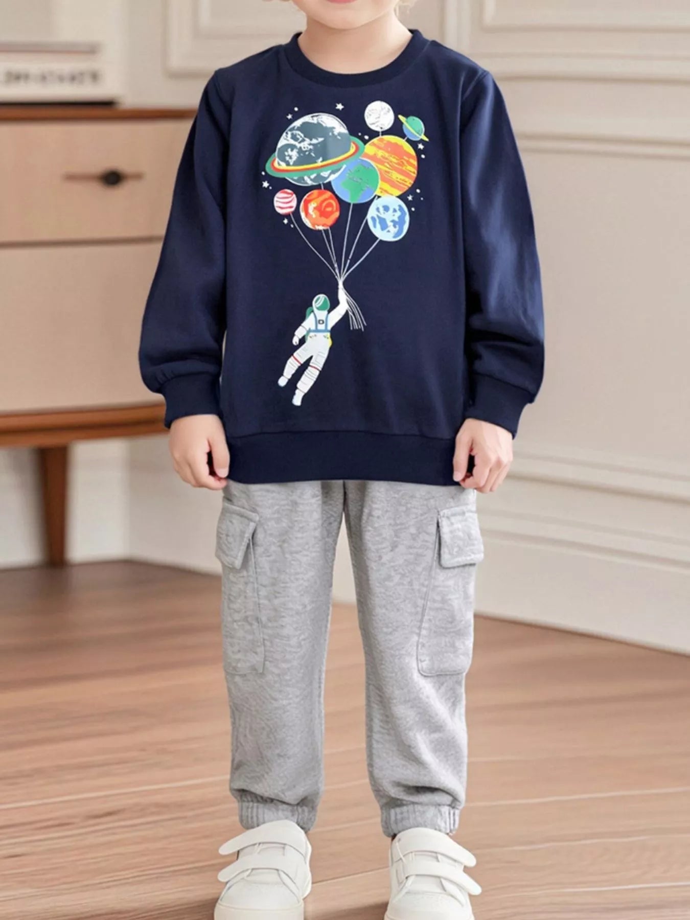 Children's Astronaut Planet Graphic Crew Neck Sweatshirt - PBNJ FASHIONS