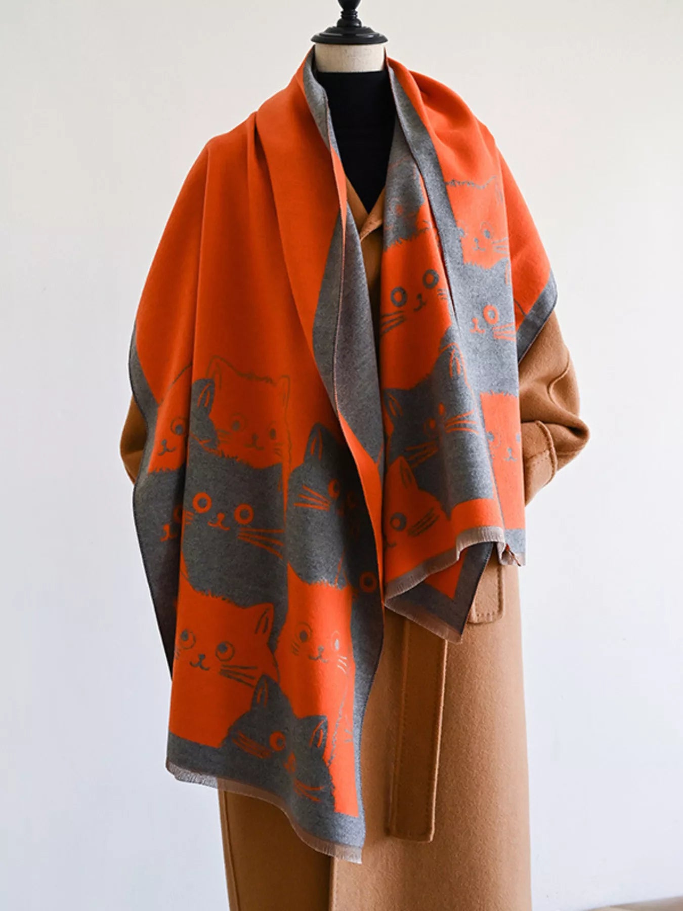 Cute Cat Pattern Knitted Scarf - PBNJ FASHIONS