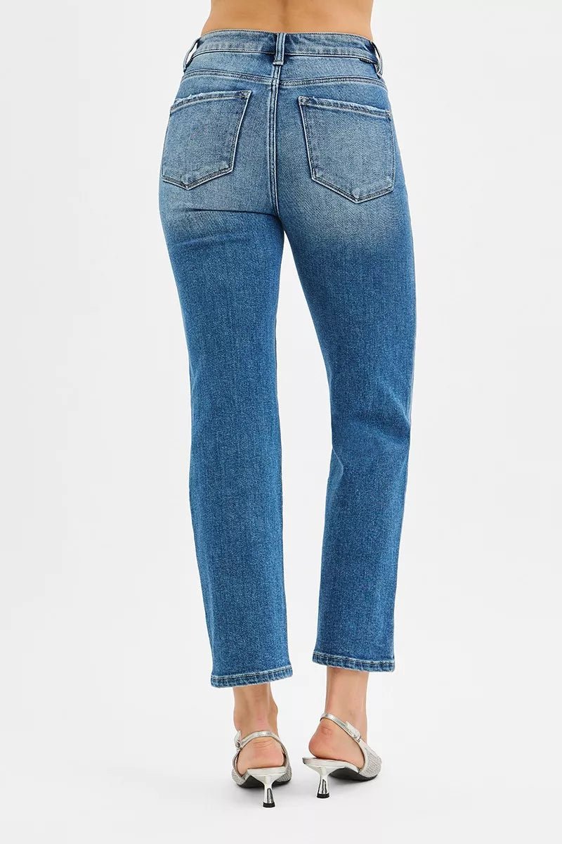 RISEN Tummy Control High Rise Crop Straight Jeans - PBNJ FASHIONS