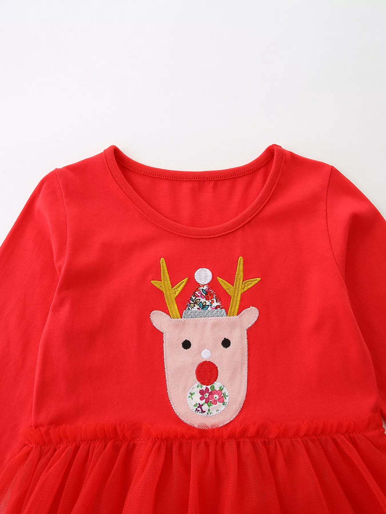 Children's Reindeer Applique Tulle Dress - PBNJ FASHIONS