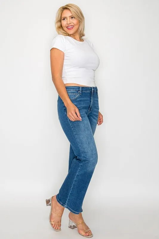 bytos Full Size Cat's Whiskers Mid Rise Ankle Jeans - PBNJ FASHIONS