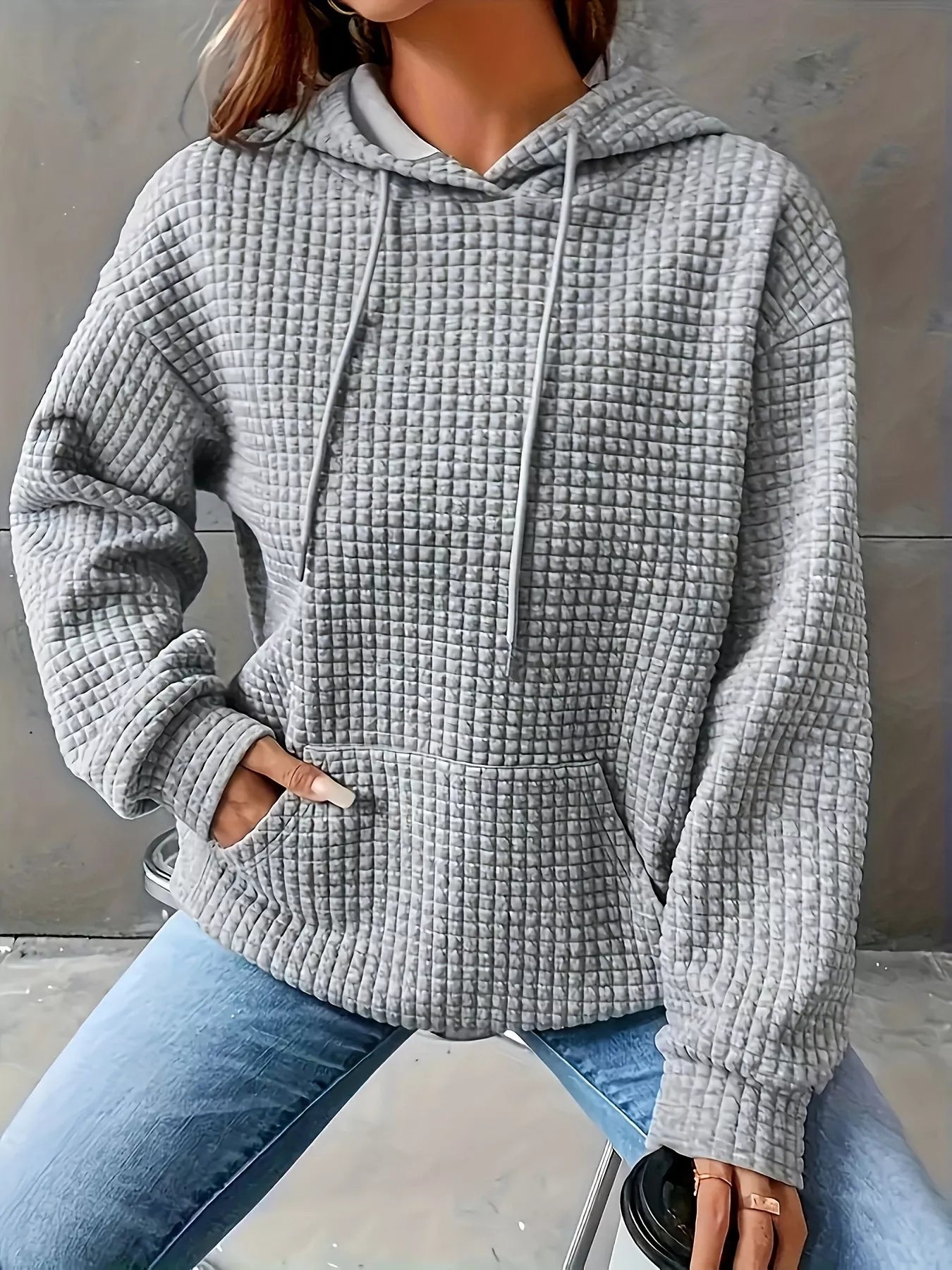 Textured Knit Drawstring Hoodie - PBNJ FASHIONS