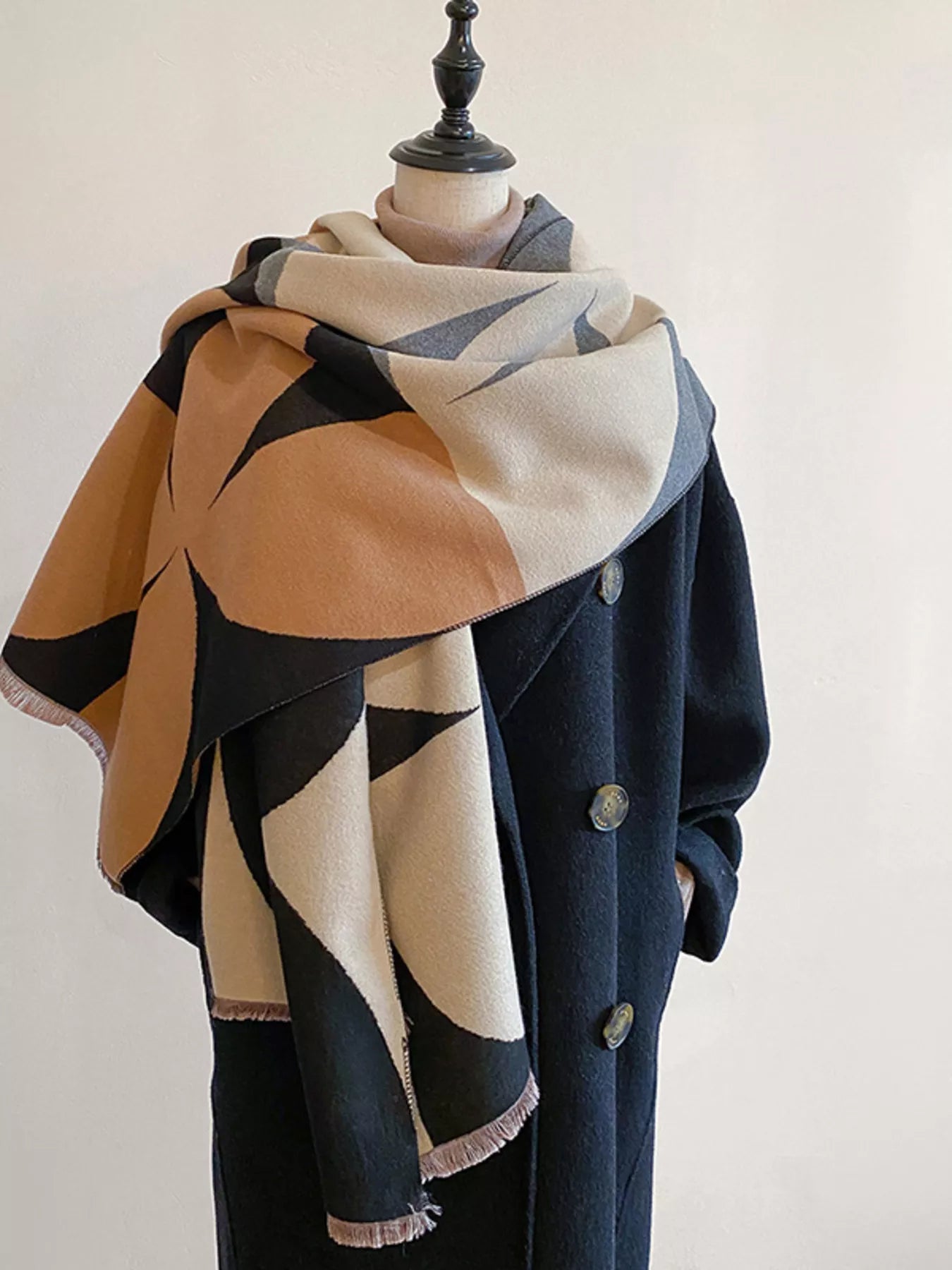 Contrast Raw Hem Scarf - PBNJ FASHIONS