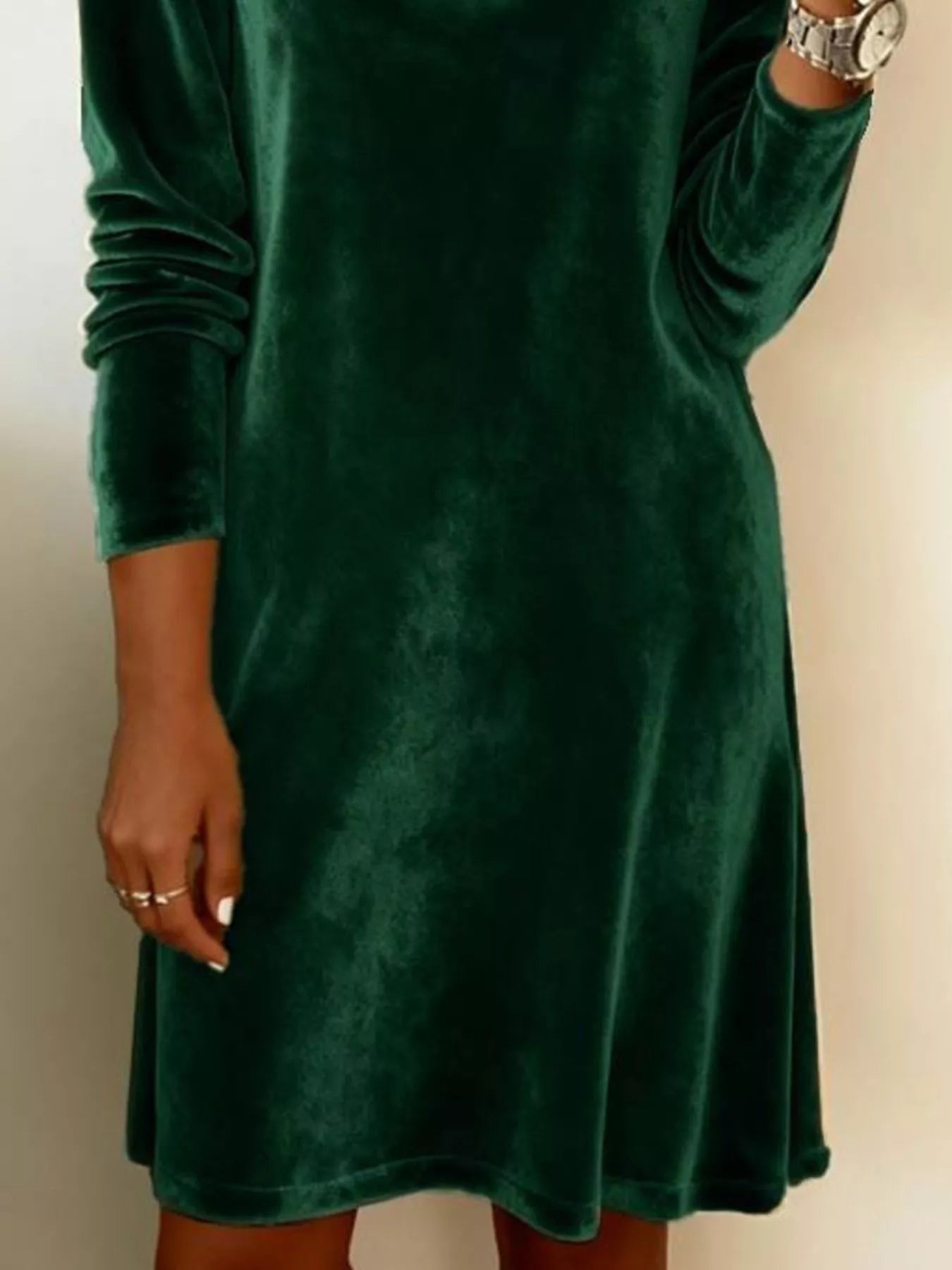 Velvet Cowl Neck Long Sleeve Mini Dress - PBNJ FASHIONS