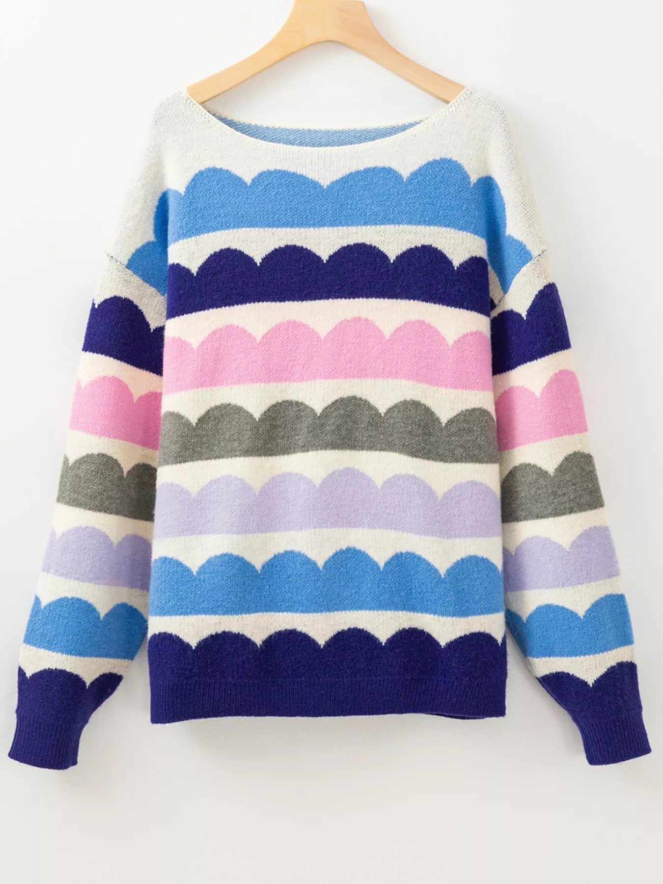 Contrast Boat Neck Sweater - PBNJ FASHIONS