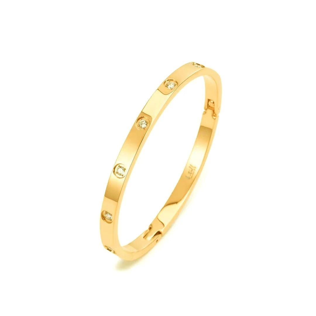 BG308GP B.Tiff 8 - Stone High Polish Gold Bangle Bracelet - PBNJ FASHIONS