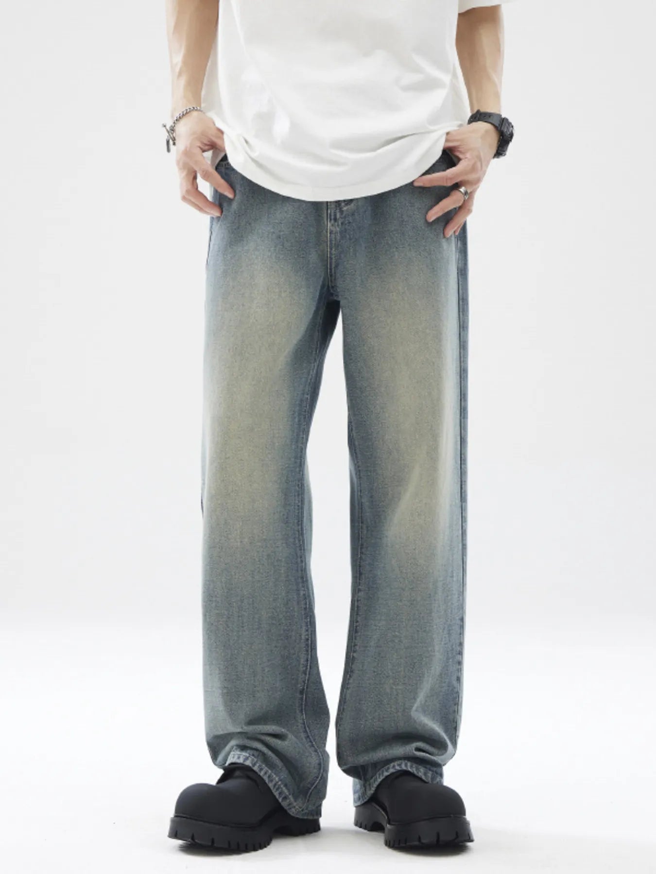 Men's Full Size Vintage Wash Wide Leg Jeans Plus Size - PBNJ FASHIONS