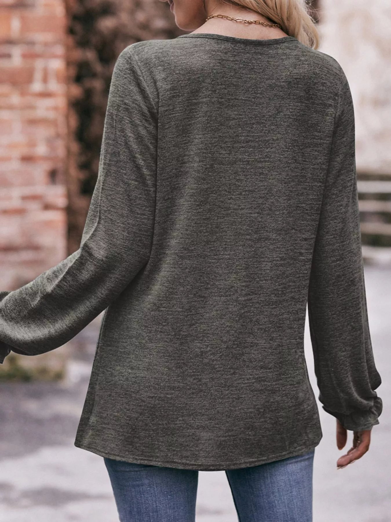 Ruffle Cuff Long Sleeve T-Shirt - PBNJ FASHIONS