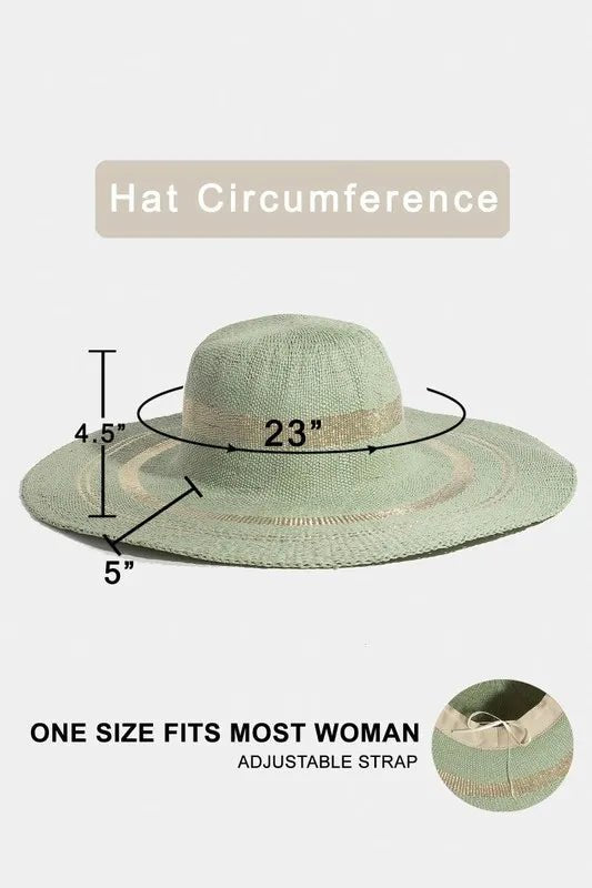 Fame Metallic Accent Trim Floppy Sun Hat - PBNJ FASHIONS