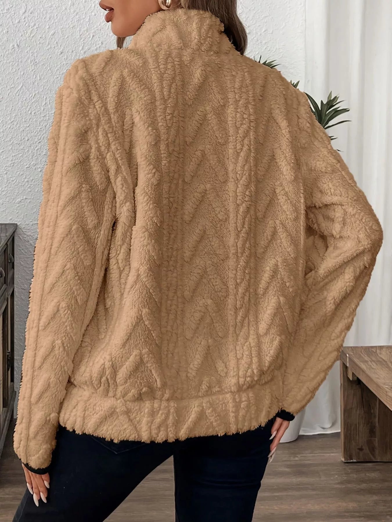 Full Size Half Zip Kangaroo Pocket Sweatshirt Plus Size - PBNJ FASHIONS