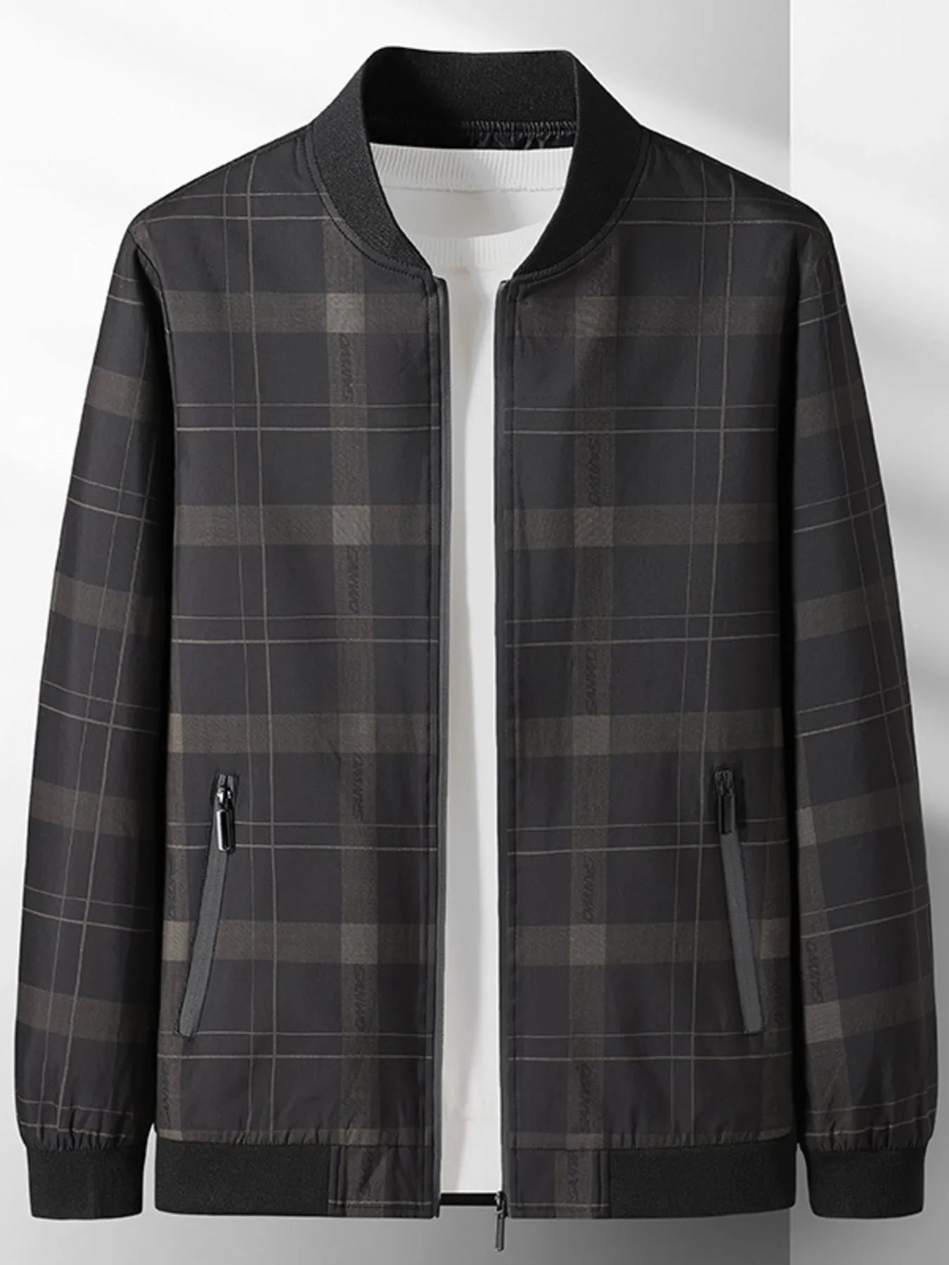 Men's Plus Size Plaid Lightweight Bomber Jacket - PBNJ FASHIONS