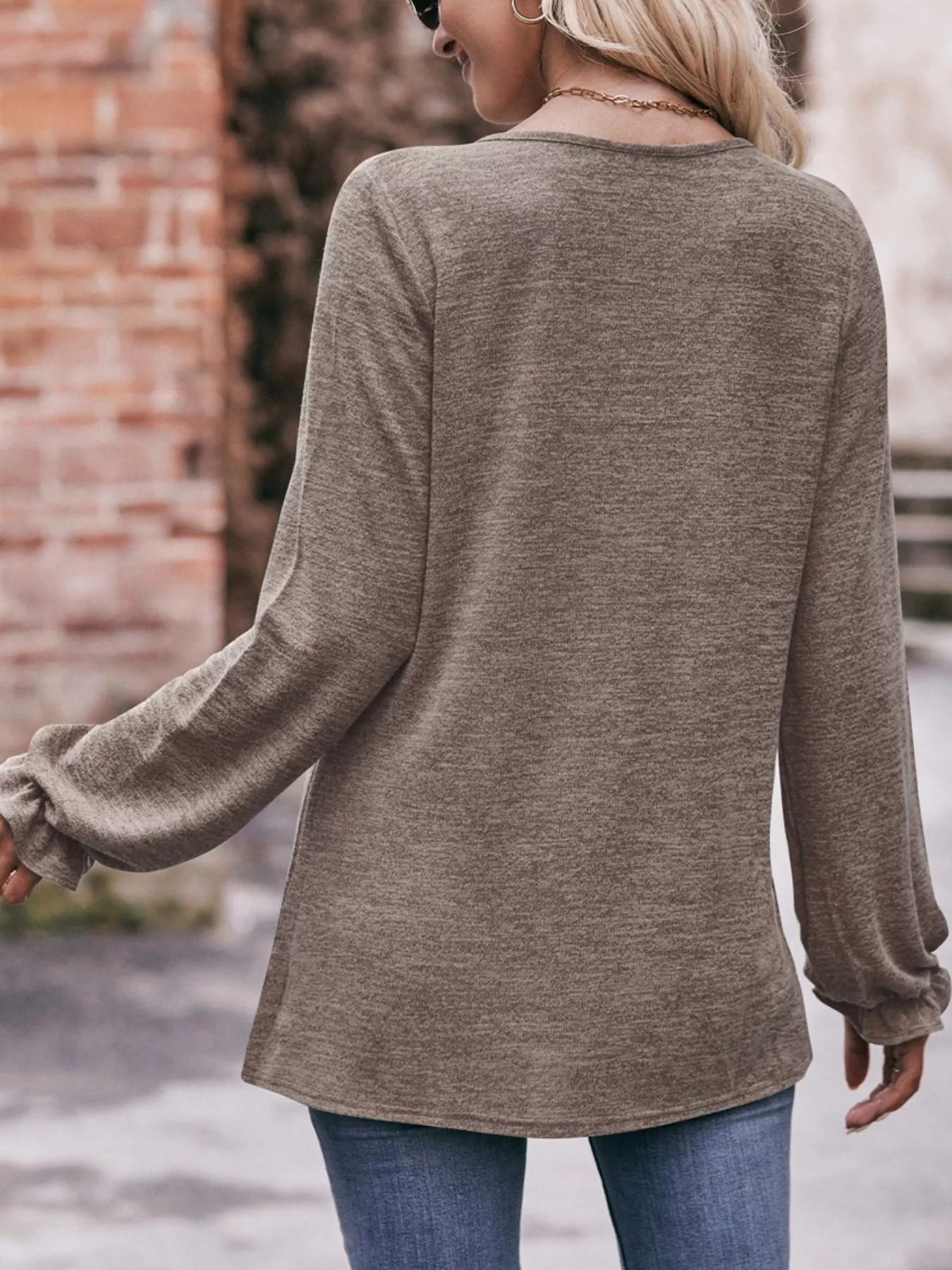 Ruffle Cuff Long Sleeve T-Shirt - PBNJ FASHIONS