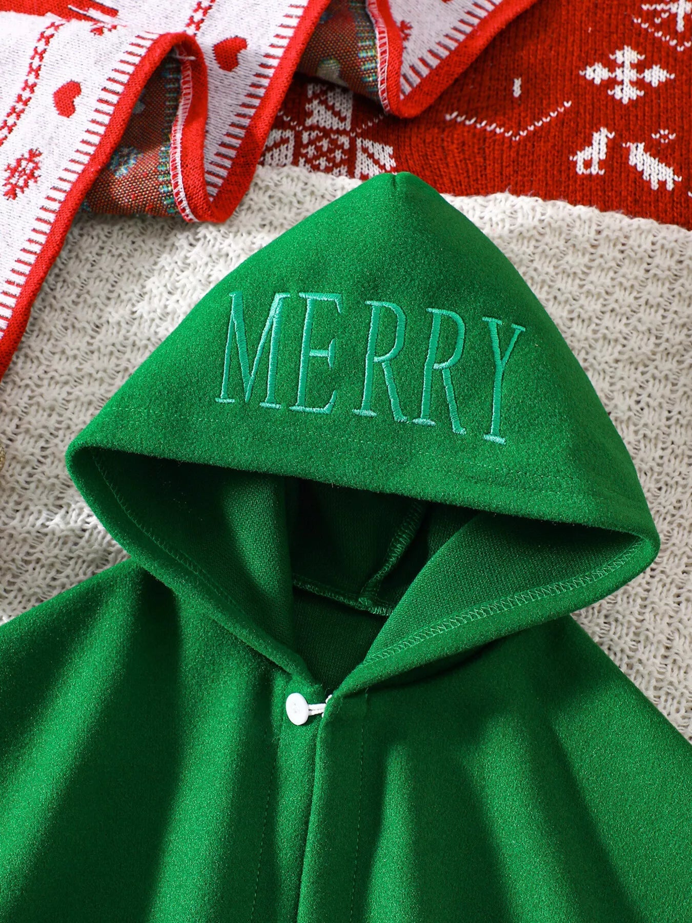 Children's Reindeer Embroidered Christmas Cape Outerwear - PBNJ FASHIONS
