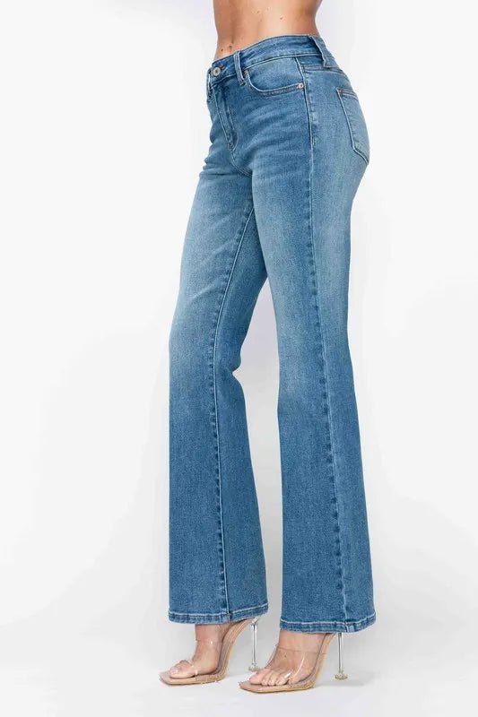 bytos Full Size Cat's Whiskers Mid Rise Bootcut Jeans - PBNJ FASHIONS