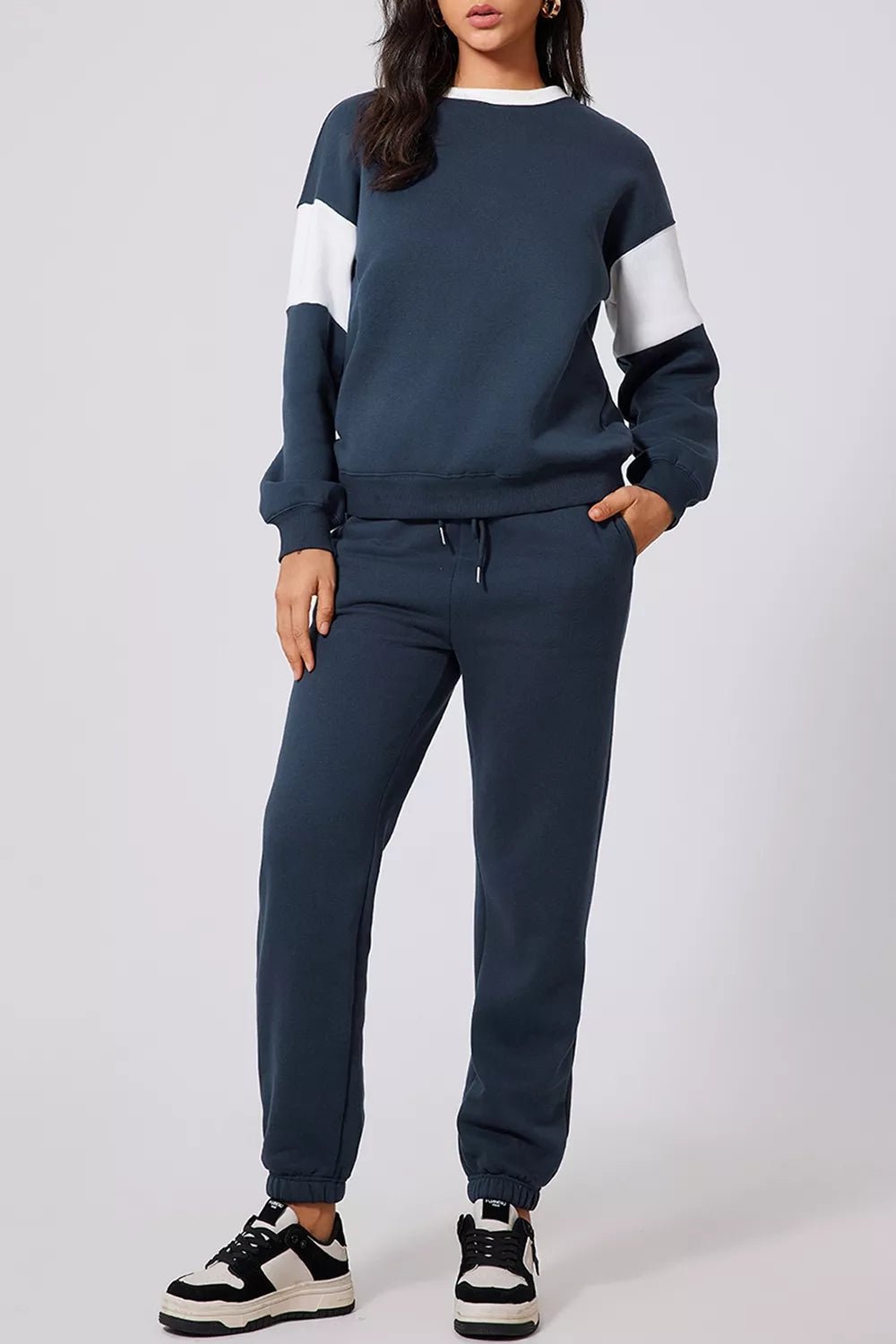 Drop Shoulder Loose Sweatshirt and Joggers Active Set - PBNJ FASHIONS