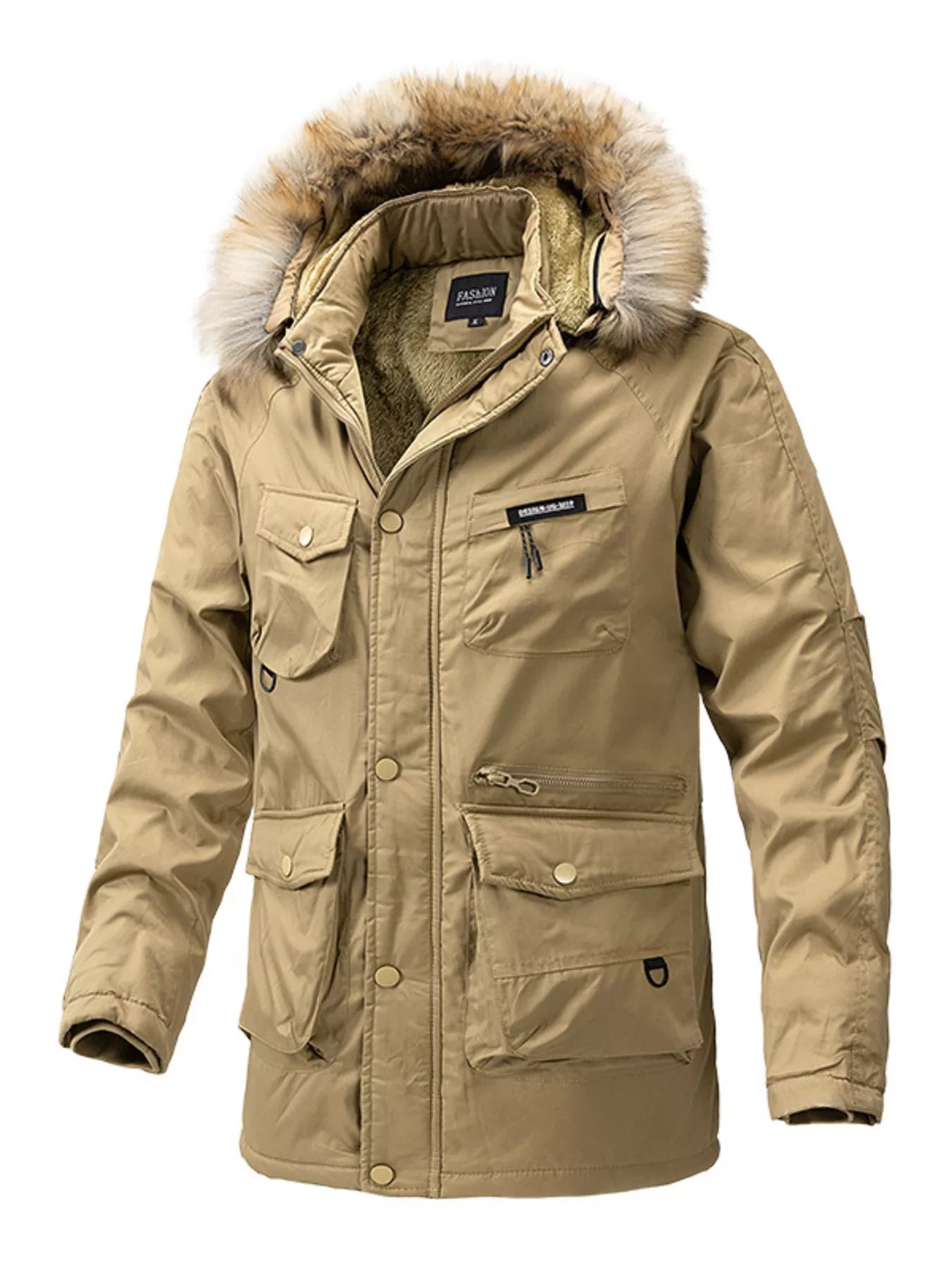 Men's Plus Size Fur Hooded Winter Parka Coat - PBNJ FASHIONS