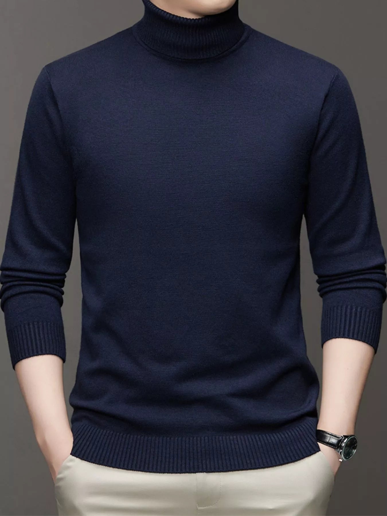 Men's Plus Size Turtleneck Slim Fit Sweater - PBNJ FASHIONS