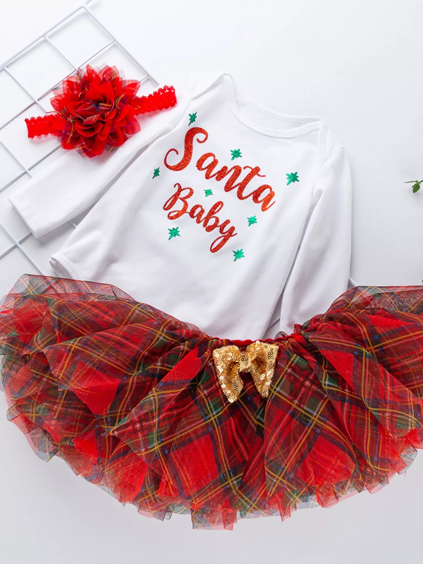 Children's Christmas Santa Baby Outfit Set with Headband - PBNJ FASHIONS