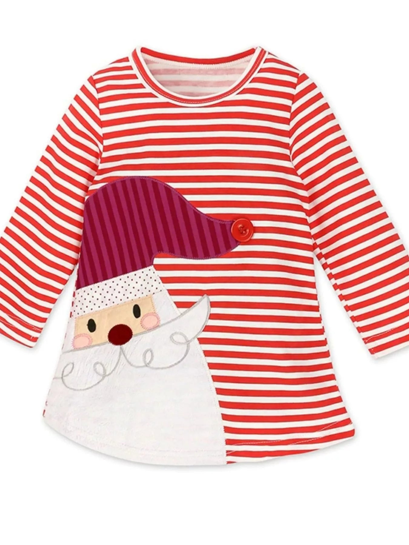 Children's Christmas Reindeer Striped Dress - PBNJ FASHIONS