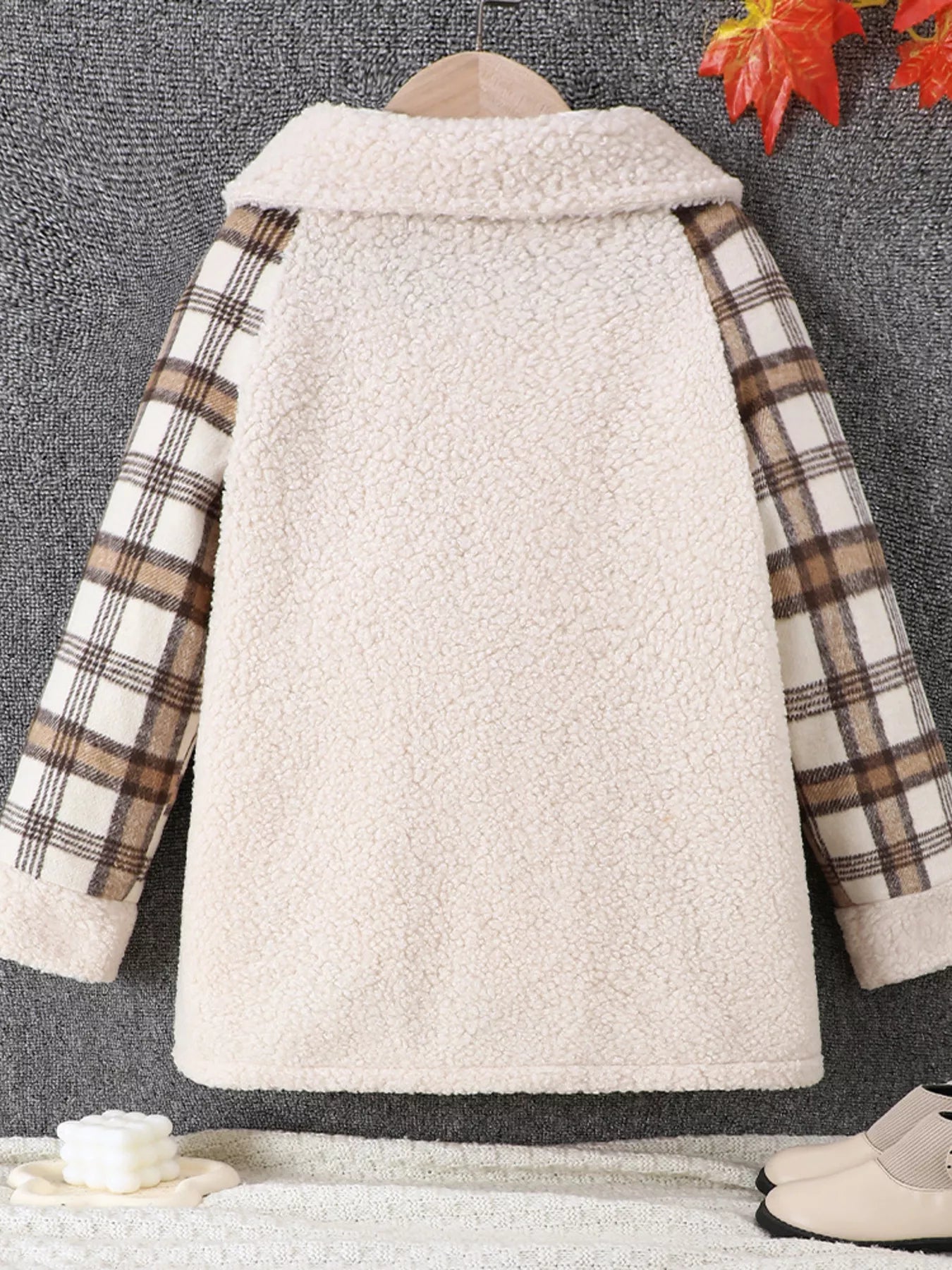 Children's Cozy Plaid Sleeve Fleece Jacket - PBNJ FASHIONS