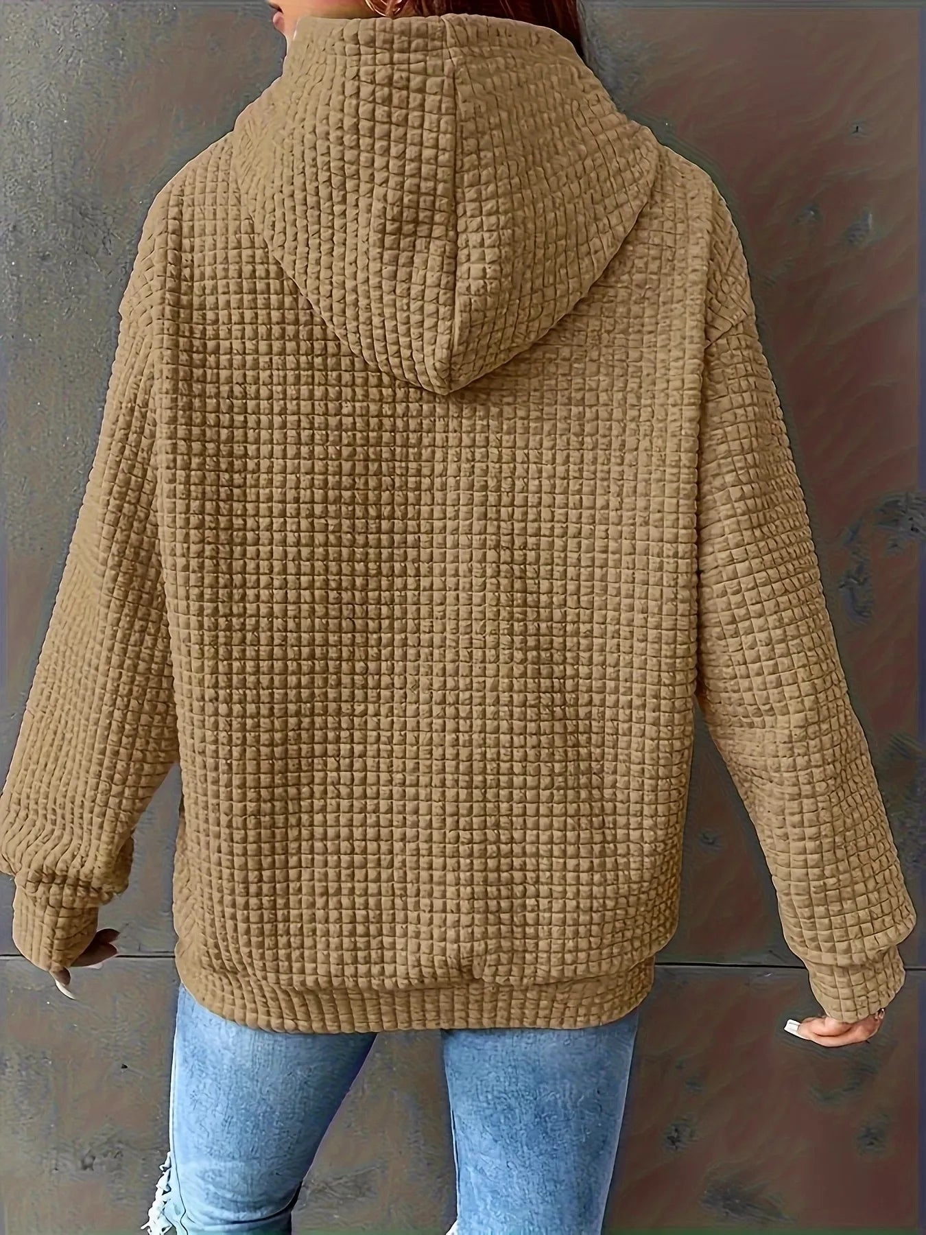 Textured Knit Drawstring Hoodie - PBNJ FASHIONS