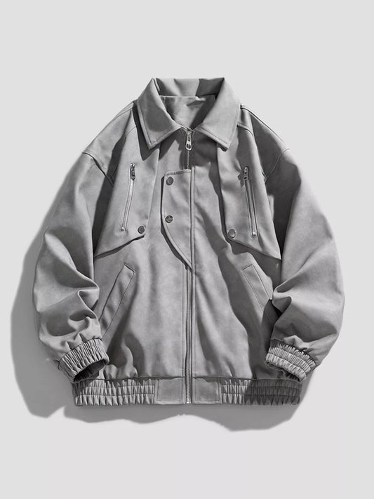 Men's Plus Size Zip - Up Collared Neck Jacket - PBNJ FASHIONS