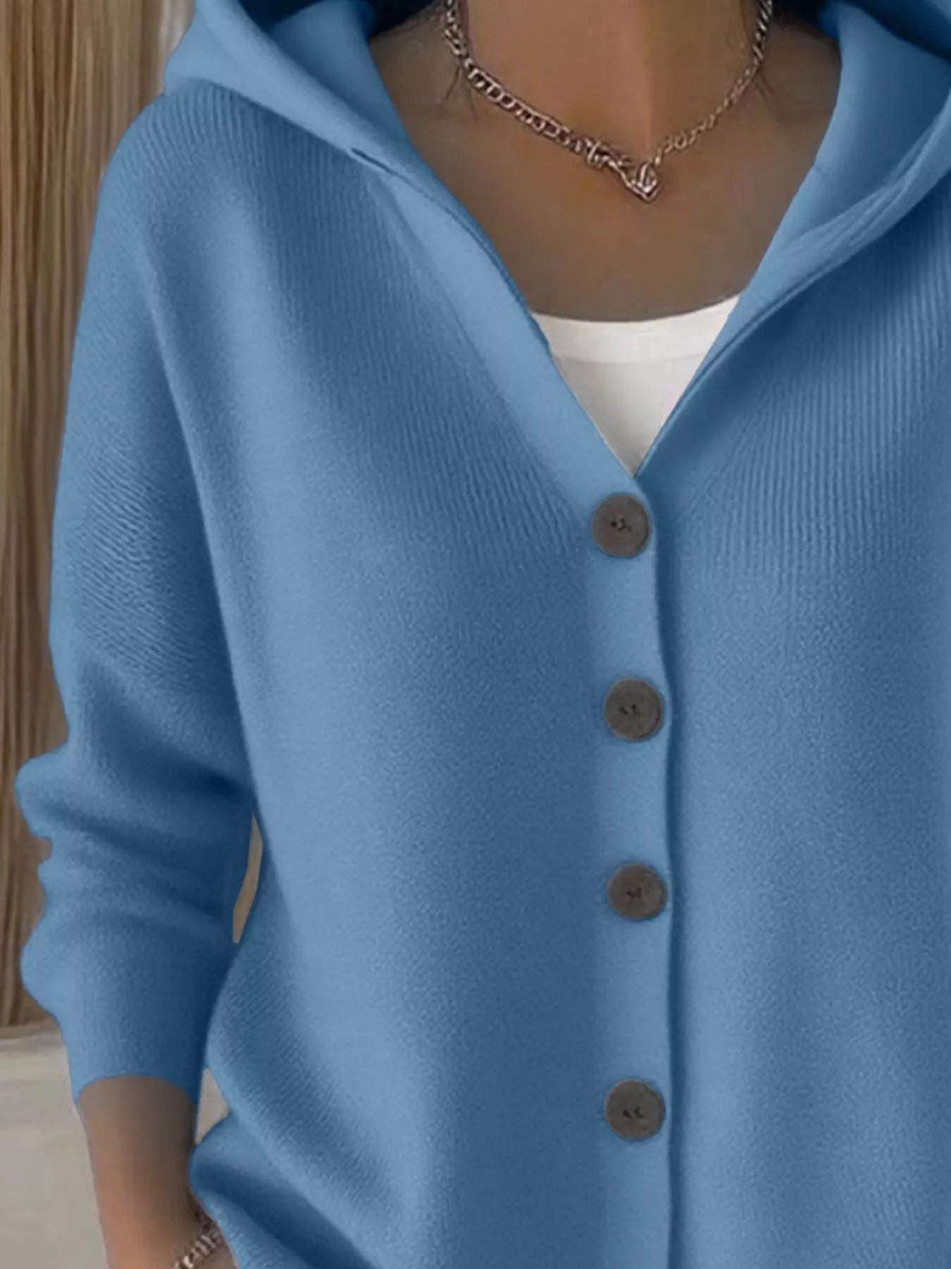 Full Size Hooded Button - Down Knit Cardigan Plus Size - PBNJ FASHIONS