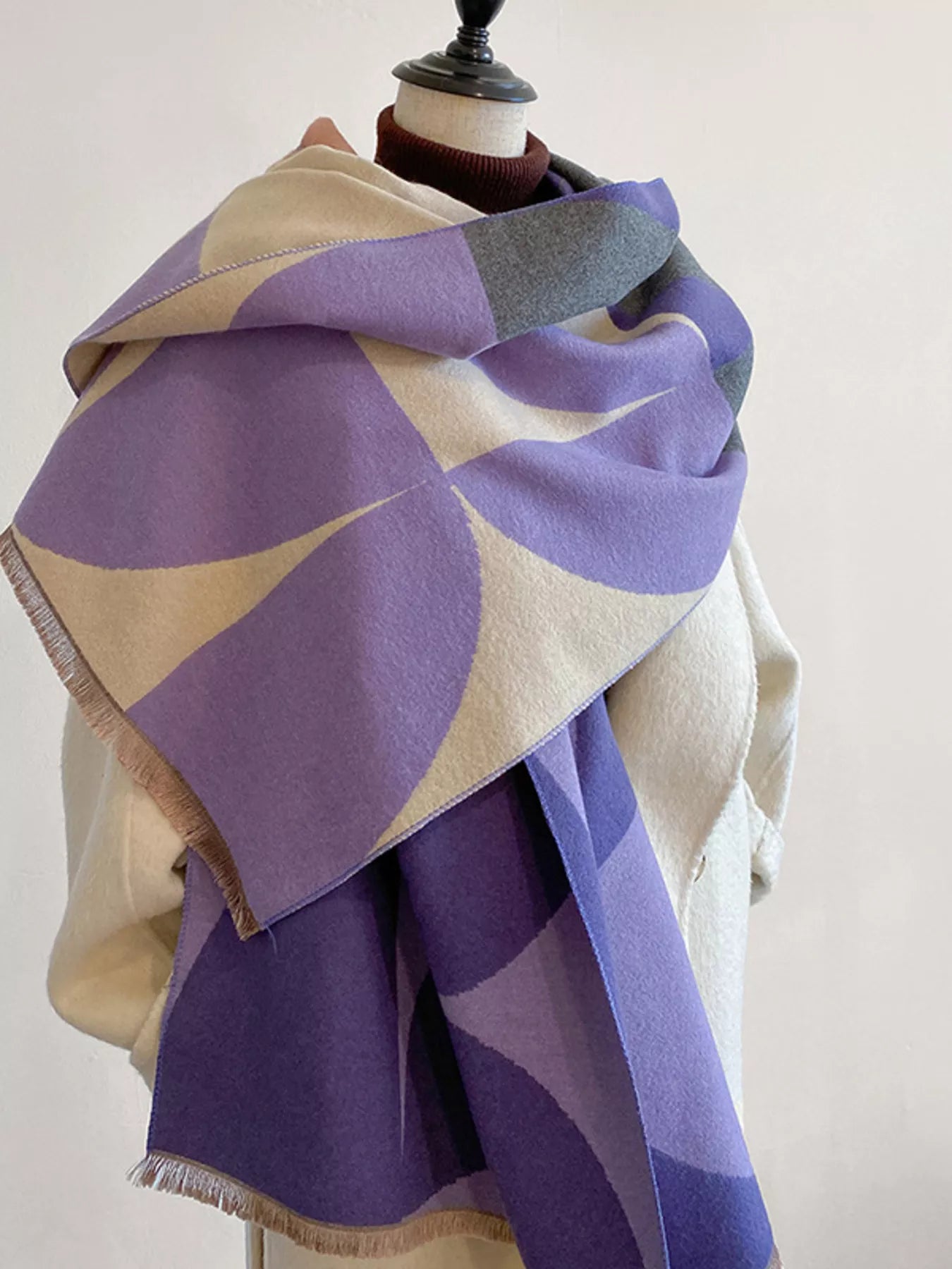 Contrast Raw Hem Scarf - PBNJ FASHIONS