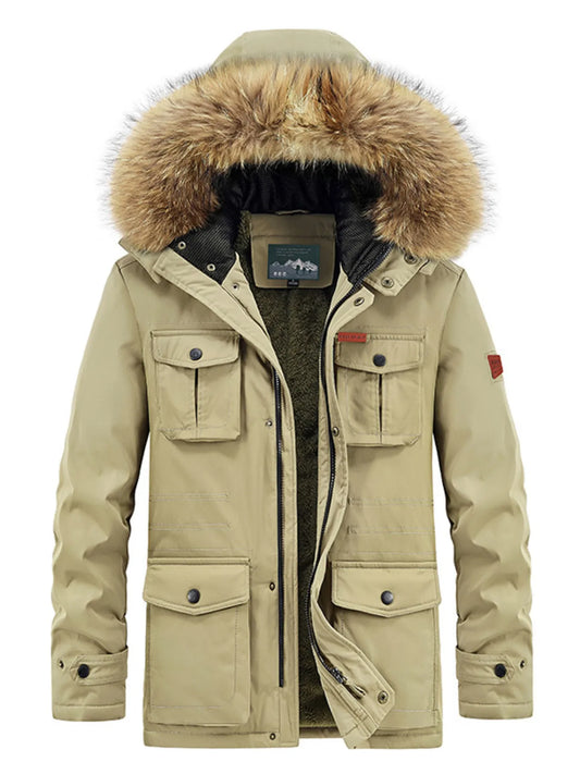 Men's Plus Size Fur Hooded Warm Winter Coat - PBNJ FASHIONS